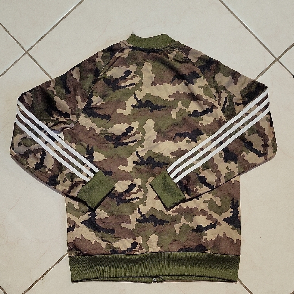 Adidas Green Camouflage Jacket with White Stripes - Picture 5 of 8